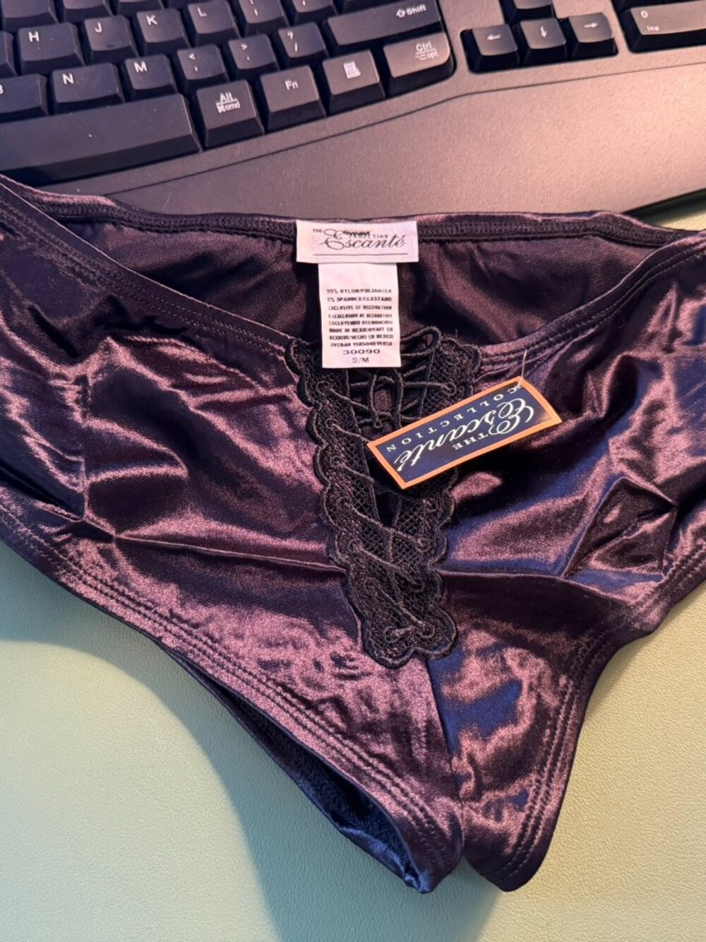 NWT Escante Black Cheeky Basic Panty Size S/M